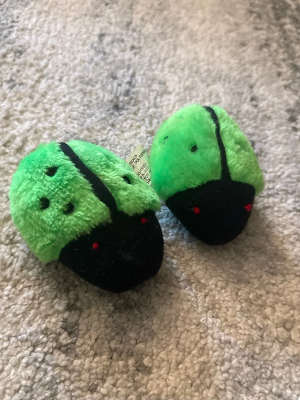 Vintage 1999 Classic Toy Co Neon Green Ladybug Plush Crane Prize - Lot of 2